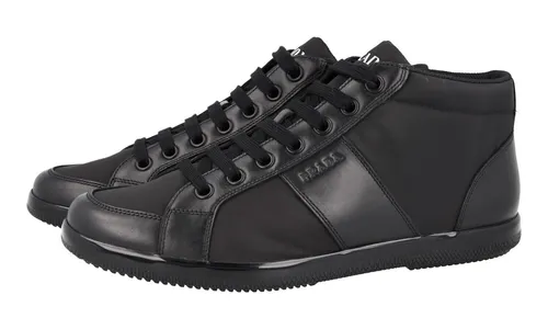 PRADA OFFSHORE HIGH-TOP SNEAKER SCHUHE 2TG195 SCHWARZ LEDER NEU 7,5 41,5 42
