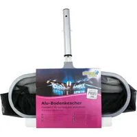 Planet Pool Profi Bodenkescher in Silber/Schwarz - Robuster Bodenkescher mit aluverstärktem Rahmen, ideal für poolliebende Bademeister. Perfekt zum einfachen Entfernen von Schmutz und Blättern.