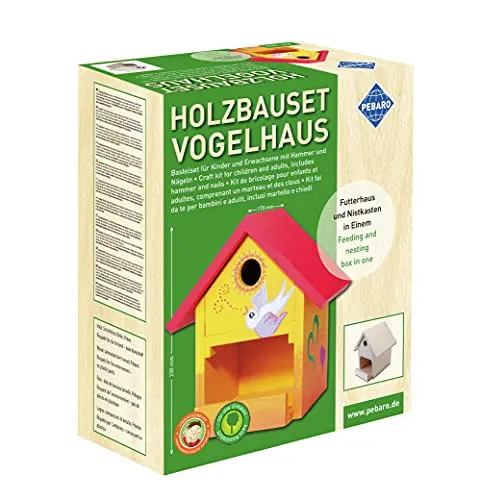 Holzbauset Vogelhaus, Kreatives Basteln für Kinder - Spielzeug: Fördert die Kreativität und Feinmotorik, ideal für gemeinsame Bastelstunden und zur Gestaltung eines eigenen Vogelhauses.