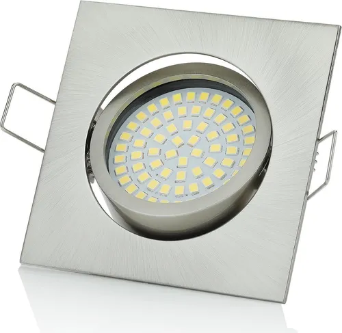 Sweet LED Einbaustrahler flach schwenkbar eckig Chrom gebürstet 3,5W warmweiß