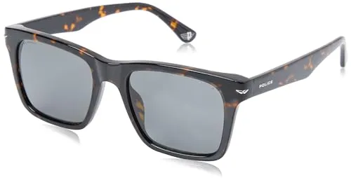 Police POISPLN35 Herren-Sonnenbrille - Sportbrillen mit braunem Acetat-Gestell und grauen Vollfarbgläsern, ideal für stilbewusste Männer, die Wert auf Qualität legen.