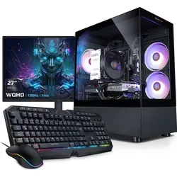 Kiebel Invader XS V Gaming-PC-Komplettsystem mit 27" Monitor - Leistungsstarkes Gaming-Bundle mit AMD Ryzen 7 und NVIDIA RTX 5060. Ideal für Gaming und Multimedia. Genießen Sie eine beeindruckende Bildqualität auf dem 27 Zoll WQHD-Display.