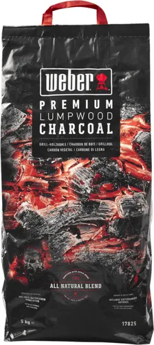 Weber Premium Holzkohle 5 kg Schnell brennendesNaturholz für Grills