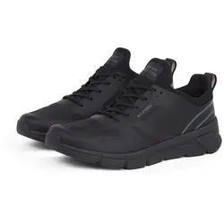 Slip-On Sneaker TOMMY HILFIGER "MODERN COMFORT RUN MIX", Herren, Gr. 43, schwarz, Synthetik, Textil, sportlich, Schuhe, Halbschuh, Slipper, Freizeitschuh in schmaler Form