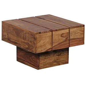 Wohnling Couchtisch Sira WL1.755 aus Massivholz - Ablagetisch aus hochwertigem Sheesham-Massivholz, handgefertigt im vintage Landhausstil. Die quadratische Form und versiegelte Oberfläche machen ihn besonders langlebig und stilvoll.