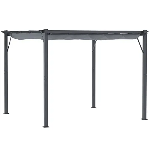 Outsunny Pergola 300x300 cm in Kohlegrau+Dunkelgrau - Vielseitiger Pavillon für Garten und Terrasse, schützt vor Sonne und leichtem Regen, stabil dank pulverbeschichtetem Aluminiumgestell.