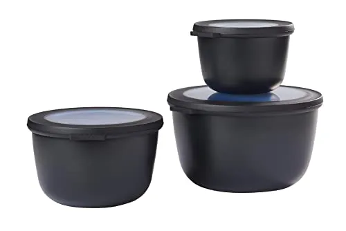 Mepal Cirqula Multischüssel-Set - 3-teiliges Set in nordic black, vielseitig einsetzbar zum Aufbewahren, Einfrieren und Servieren