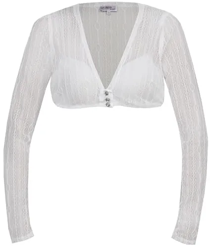MarJo - Damen Trachten Bluse Langarm GR-8-Hanja-Dorina LA (300300-020037), Größe:34, Farbe:Off White (3497)