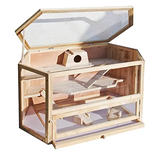 Wiltec XXL 3 Etagen Nagerkäfig - Käfige & Laufställe für Kleintiere, ideal für Meerschweinchen und Hamster, mit 3 Ebenen und klappbarem Deckel für einfachen Zugriff und Sichtfenstern für optimale Einsicht.