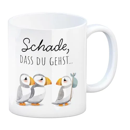 Schade, dass du gehst Papageitaucher Kaffeebecher Abschied Kollege Ruhestand Tasse Papageitaucher Pinguin Traurig - Du fehlst uns Abschluss Schule