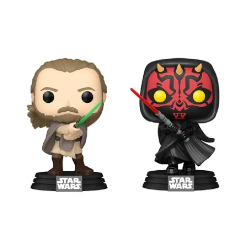 Pop! Star Wars: Qui-Gon Jinn vs Dark Maul 2er Set - Chibi Figuren: Enthält detailreiche Vinyl Figuren von Qui-Gon Jinn und Darth Maul, perfekt für Sammler und Star Wars Fans.