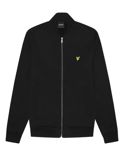 Lyle & Scott Sweatjacke Jersey Bomber - Funktionsjacke in Größe L aus 100% Baumwolle, klassischer Stil in jet black, mit praktischen Einschubtaschen und Logostickerei, ideal für Freizeit und Sport.