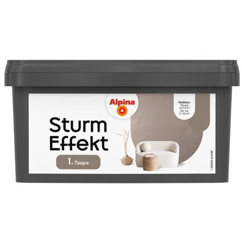 Alpina Wandfarbe Sturm Effekt taupe 1 L - Wandfarbe in taupe mit einzigartigem Sturm-Effekt, ideal für kreative Raumgestaltungen und stimmungsvolle Akzente.