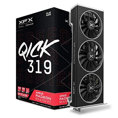 XFX Qick 319 Black 12GB GDDR6 Grafikkarte - Grafikkarten mit AMD RX 6700 XT und 12 GB GDDR6 für beeindruckende Gaming-Performance, ausgestattet mit XFX Speedster QICK319 Triple Fan Kühlung für optimale Temperaturen.