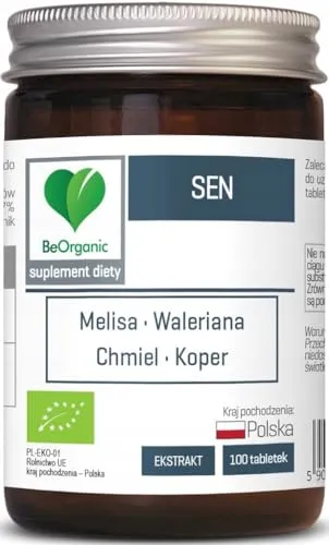 BeOrganic - Schlaf BIO - Zitronenmelisse - Baldrian - Hopfen - Fenchel - Nahrungsergänzungsmittel - Ohne Zusatzstoffe - Veganer - 100 Tabletten