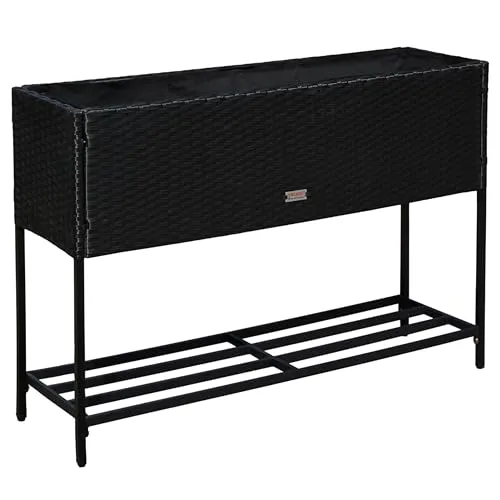 ESTEXO Hochbeet Blütenzauber 100x30x70 cm – Polyrattan Kräuter- und Gemüsebeet - Gestalten Sie Ihren Garten stilvoll mit dem Hochbeet "Blütenzauber" aus hochwertigem Polyrattan. Der stabile Rahmen sorgt für Langlebigkeit und die integrierte Vlies-Einlage erleichtert das Pflanzen. Ideal für Balkon und Terrasse.