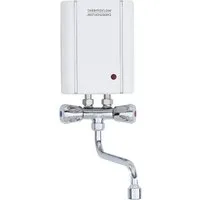 Thermoflow Klein-Durchlauferhitzer ELEX35ARM 3,5 kW - Sonstige Heizsysteme, kompakte Bauweise für einfache Montage in Gästebädern oder Büros, inklusive Niederdruckarmatur für sofortige Warmwasserversorgung.
