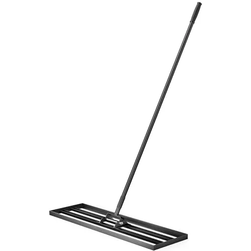 Wiltec Aluminium Rasenrakel 76 x 25,4 cm mit 2 m Stiel - Rechen für Rasenpflege – Ideal zum Ausgleichen von Unebenheiten, sorgt für eine glatte und gesunde Rasenfläche dank natürlicher Drainage.