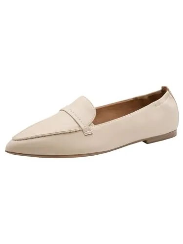 Tamaris Damen Loafer flach Leder in Beige, Größe 38 EU - Elegante Pull-On-Schuhe mit Touchit Memory Foam Fußbett für optimalen Komfort. Die flexible Sohle passt sich individuell an und sorgt für eine perfekte Passform im Alltag.