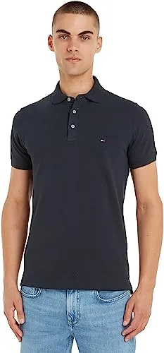 Tommy Hilfiger Herren Poloshirt 1985 Slim Fit, Blau (Desert Sky) - Poloshirt für Herren aus 96% Bio-Baumwolle, figurbetont und nachhaltig. Perfekt für smart-casual Outfits und als Geschenk geeignet.