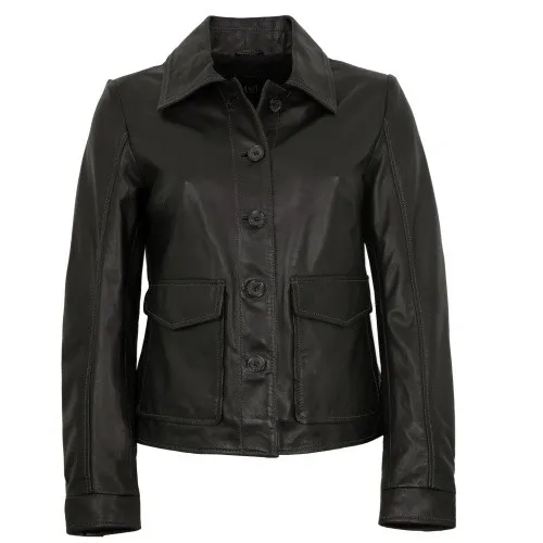 Jilani - Damen Lederjacke Lammnappa schwarz