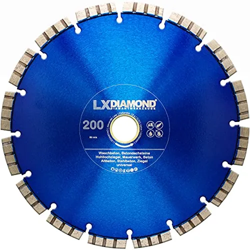 LXDIAMOND Diamant-Trennscheibe 200mm x 25,4mm Diamantscheibe - für Stein Beton Stahlbeton passend für Steinsägen Schneidetische Brückensägen - Betonscheibe 200 mm in Premium Qualität