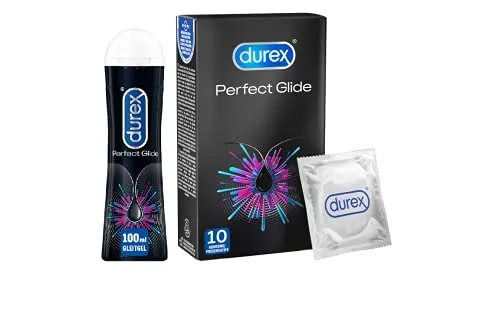 Durex Gleitgel Perfect Glide 100ml & 10er Kondome - Gleitgel für optimale Gleitfähigkeit mit Silikonbasis, ideal für vaginalen und analen Sex. Perfektes Set für unvergessliche Momente.