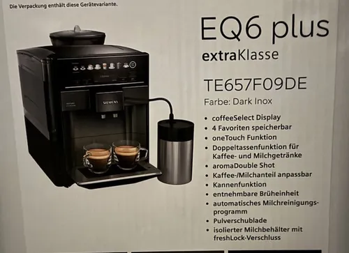 Siemens TE657F09DE Kaffee-Vollautomat - Dark Inox, sensoFlow System für maximales Aroma und individuelle Kaffeevielfalt auf Tastendruck