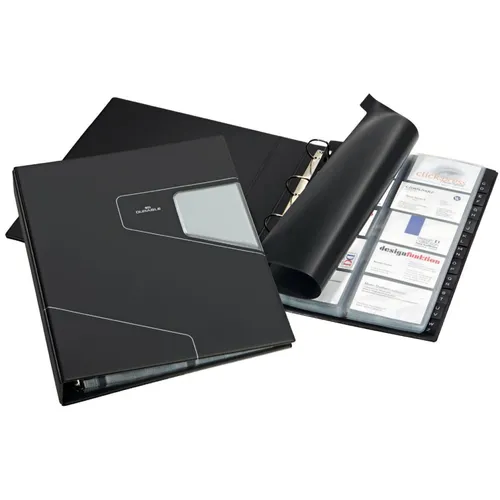 Visitenkarten-Ringbuch VISIFIX PRO, breit, schwarz DURABLE 2462-58 - Praktisches Ringbuch zur sicheren Aufbewahrung von Visitenkarten, ideal für den professionellen Einsatz und auf Messen.