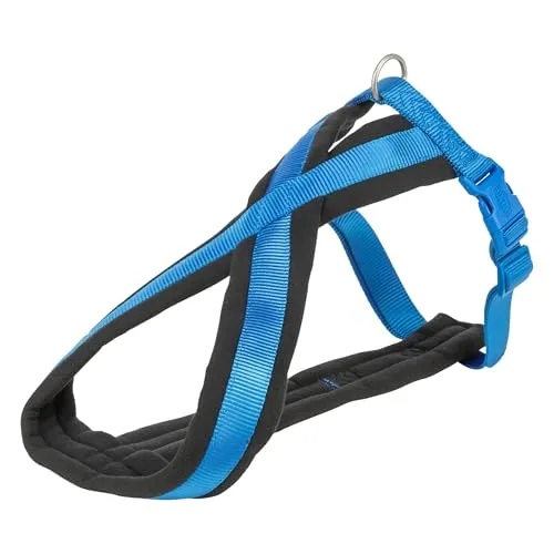 TRIXIE Premium Touren-Geschirr Größe S–M: Brustumfang 40–70 cm/20 mm in royalblau - sportliches Hundegeschirr mit angenehmer Vliespolsterung, stufenlos verstellbar für kleine Hunde, 203802