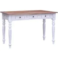 vidaXL Schreibtisch mit Schubladen Weiß 117x57 cm - Rustikaler Charme - Kinderschreibtisch aus massivem Altholz mit 3 Schubladen, bietet Stauraum und ist ideal für ein stilvolles Kinderzimmer. Authentisches Design mit Geschichte und Charakter.