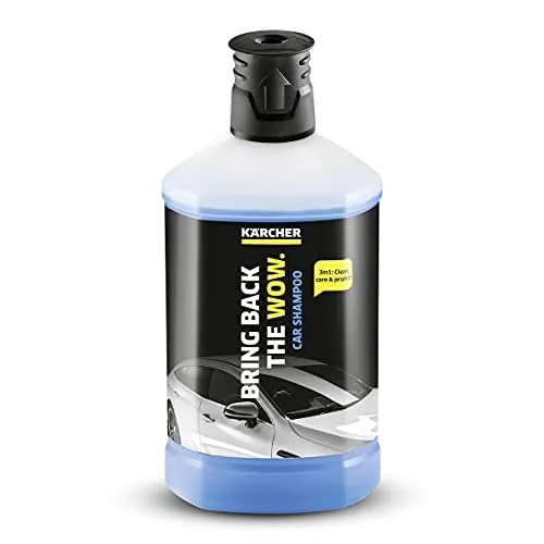Kärcher Autoshampoo 3-in-1 RM 610 (1 l) - Effiziente Reinigung für Ihr Fahrzeug: 3-in-1-Formel für Glanz und Schutz, ideal in Kombination mit Kärcher Hochdruckreinigern. Für eine schonende Pflege von Auto und Motorrad.