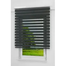 Lysel Outlet Doppelrollo Kassette Anthrazit 80x175cm - Blickdichtes Doppelrollo mit Kassette in grau/antrazit, ideal für Fensterdekoration. Mit kindersicherem Seitenzug und einfachem Montagezubehör.