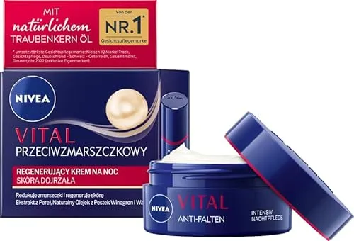 NIVEA VITAL Anti-Falten Nachtpflege für reife Haut - Nachtpflege für reife Haut mit Calcium und Perlenextrakten, die Falten sichtbar mildert und die Haut intensiv regeneriert.
