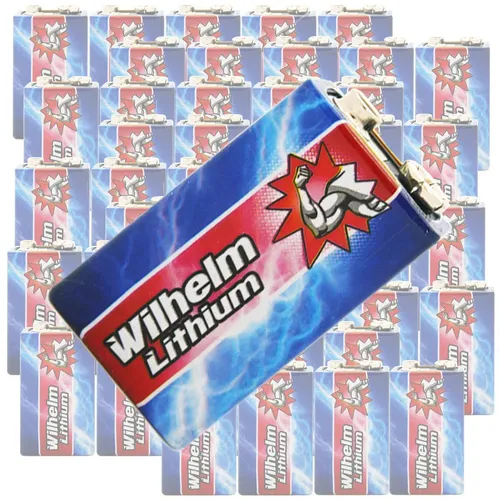 Wilhelm Lithium 9V Block Batterie Rauchmelder 6LR61 9 Volt Batterien 10 Jahre 50