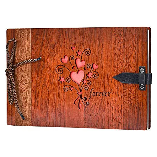 ZEEYUAN Fotoalbum zum Selbstgestalten 80 Seiten 29x19cm Hochzeit Gästebuch Hohlmuster Fotobuch mit Fotoecken als Geschenk zu Valentinstag Geburtstag für Paare Freunde