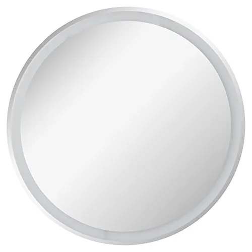 FACKELMANN LED Spiegel rund Ø 60 cm - Badspiegel mit umlaufender LED, neutralweißer Lichtfarbe für optimale Sichtbarkeit beim Schminken oder Rasieren. Maße: 60 x 60 x 3 cm, inklusive Befestigungsmaterial für einfache Montage.