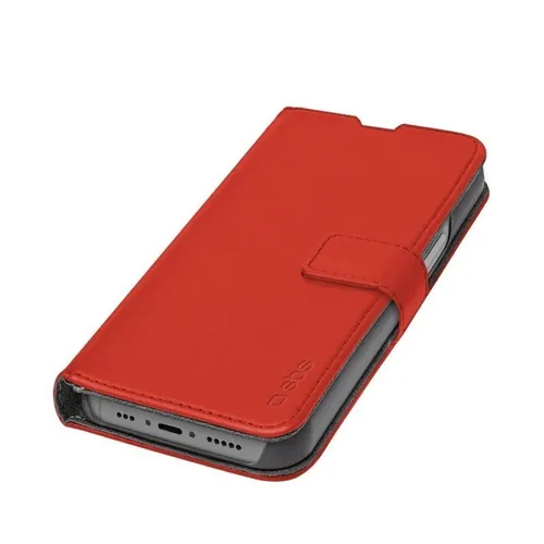 SBS Book Case Wallet für iPhone 14 mit Standfunktion - Rot - Praktische Handyhülle in Rot mit Standfunktion für bequemes Videoschauen und Schutz. Ideal für den täglichen Gebrauch.