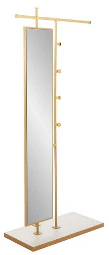 Eleganter Beiger Kleiderständer mit Spiegel für den Eingangsbereich - Stylischer Kleiderständer aus Holzfurnier, ideal für den Eingangsbereich. Mit einem modernen Design und einer Höhe von 186 cm bietet er Platz für Ihre Kleidung und Accessoires.