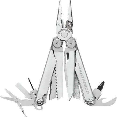 Leatherman Multitool Wave Plus – 18 Funktionen, silber mit Nylon-Etui - Multi-Tool für Werkstatt und Handwerk mit 18 Funktionen, inklusive Zange, Messer und Schraubendreher. Ideal für vielfältige Anwendungen und immer griffbereit im stabilen Nylon-Etui.