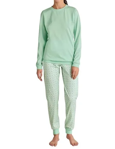 CALIDA Flower Nights Bündchen-Pyjama Damen - Schlafanzüge für Damen, hoher Tragekomfort mit hautfreundlichem Material und pflegeleichtem Design, ideal für entspannte Nächte.