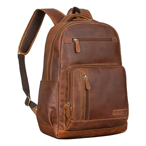 STILORD Notebookrucksack "Hubertus" - Vintage Lederrucksack für Damen und Herren - Rucksäcke: STILORD "Hubertus" vereint stilvolles Design aus echtem Leder mit maximalem Komfort. Ideal für Notizblöcke und Laptop bis 15,6 Zoll, perfekt für Alltag und Ausflüge.