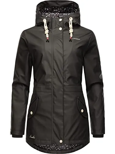 Navahoo Damen Übergangsjacke Oceans Heart Black Gr. S - Funktionsjacke für Damen, wasserdicht und warm gefüttert, ideal für kaltes Wetter mit verstellbarem Kordelzug und großen Innentaschen.