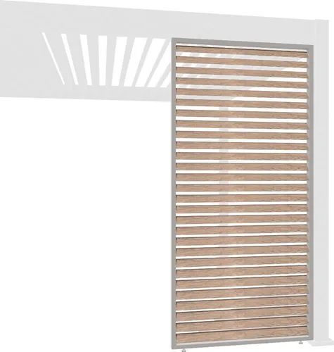Holzoptik Lamellenwand für Pergola aus Aluminium – 3 Größen - Elegante Aluminium-Seitenwand in Holzoptik für Weide Pergolen. Schützt vor Sonne und Regen, sorgt für optimale Luftzirkulation und einfache Montage. Verfügbar in 3 Breiten für individuelle Anpassung.