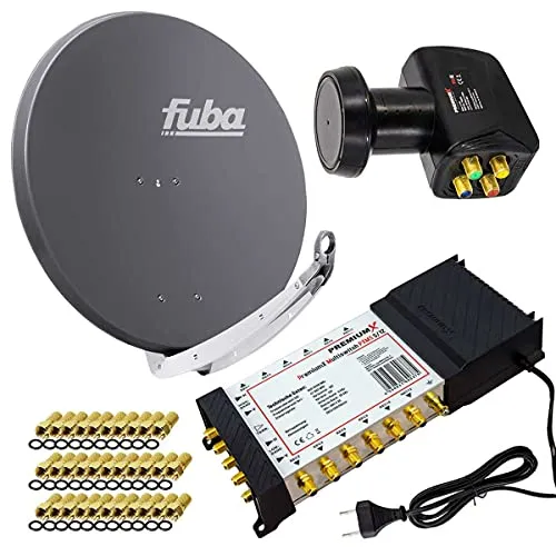 PremiumX Satelliten-Komplettanlage Fuba DAA 850 A - USB-Sticks: Hochwertige Satelliten-Anlage für bis zu 12 Receiver, einfache Installation und Empfang von 8K, 4K UltraHD und mehr. Ideal für vielseitigen TV-Empfang.