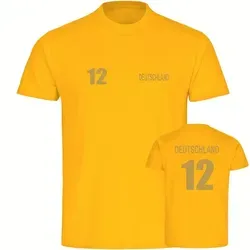 multifanshop T-Shirt Kinder Deutschland - Trikot 12 Gold - Boy Girl gelb 164