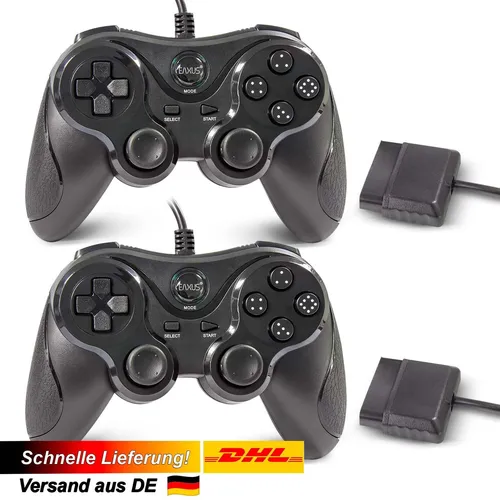 2x Controller für Playstation 2 Dual Vibration PS1 PS2 Gamepad NEU Kabelgebunden