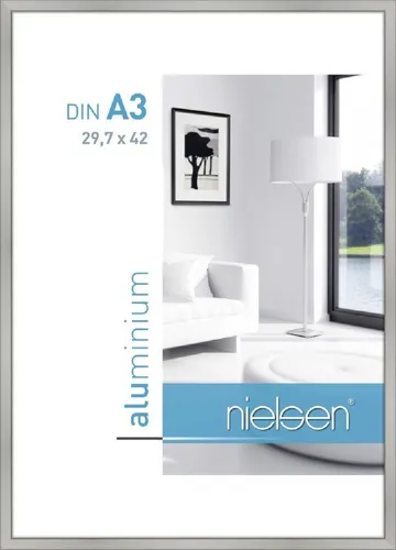 Alurahmen Classic 29,7x42 cm silber matt - Moderner Aluminium Bilderrahmen in silber matt, ideal für Bilder im Format A3, perfekt für jedes Zimmer und wertet Ihre Fotos stilvoll auf.