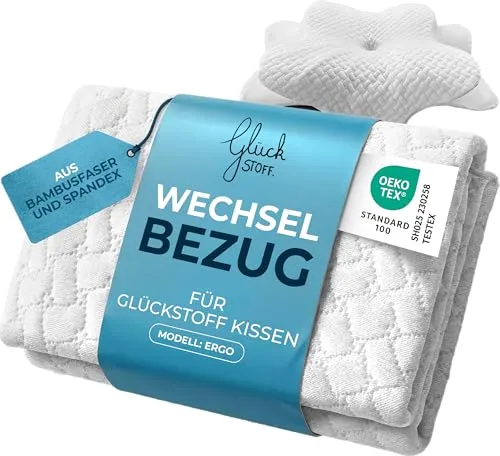 Glückstoff® Kissenbezug Ergo mit Kühl- und Wärmeeffekt - Kissenbezug aus atmungsaktiver Bambusfaser für das Ergo orthopädische Kissen, bietet hervorragende Luftzirkulation und ist hypoallergen, ideal für einen erholsamen Schlaf.