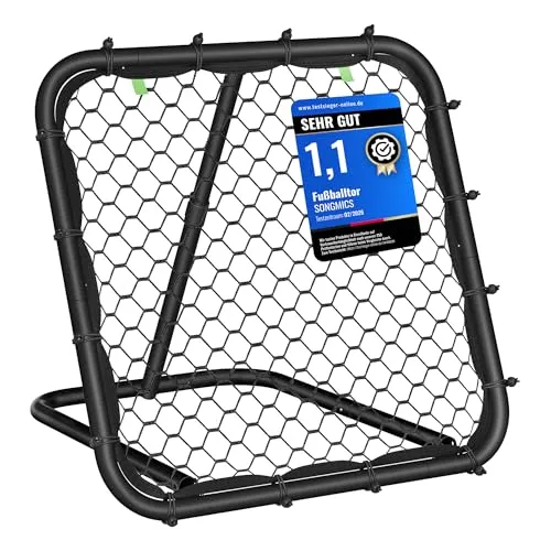 SONGMICS Rebounder für Fußball, Fußballtor Kinder, tragbar, Fußball-Rebounder, mit Stahlrahmen, winkelverstellbar, schneller Aufbau, für Garten, Park, Strand, tintenschwarz SZQ084B01
